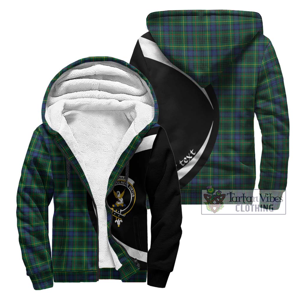 Stewart Hunting Modern Tartan Sherpa Hoodie with Family Crest Circle Style Unisex - Tartan Vibes Clothing