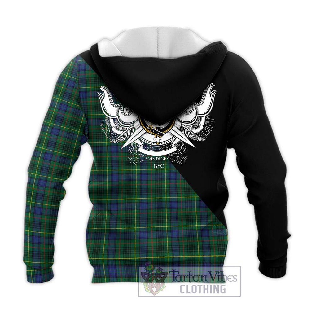 Stewart Hunting Modern Tartan Knitted Hoodie with Family Crest and Military Logo Style - Tartanvibesclothing Shop