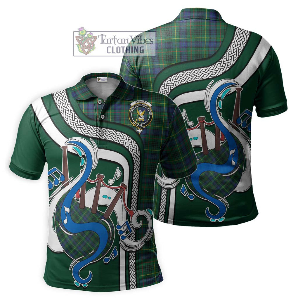 Tartan Vibes Clothing Stewart Hunting Modern Tartan Polo Shirt with Epic Bagpipe Style