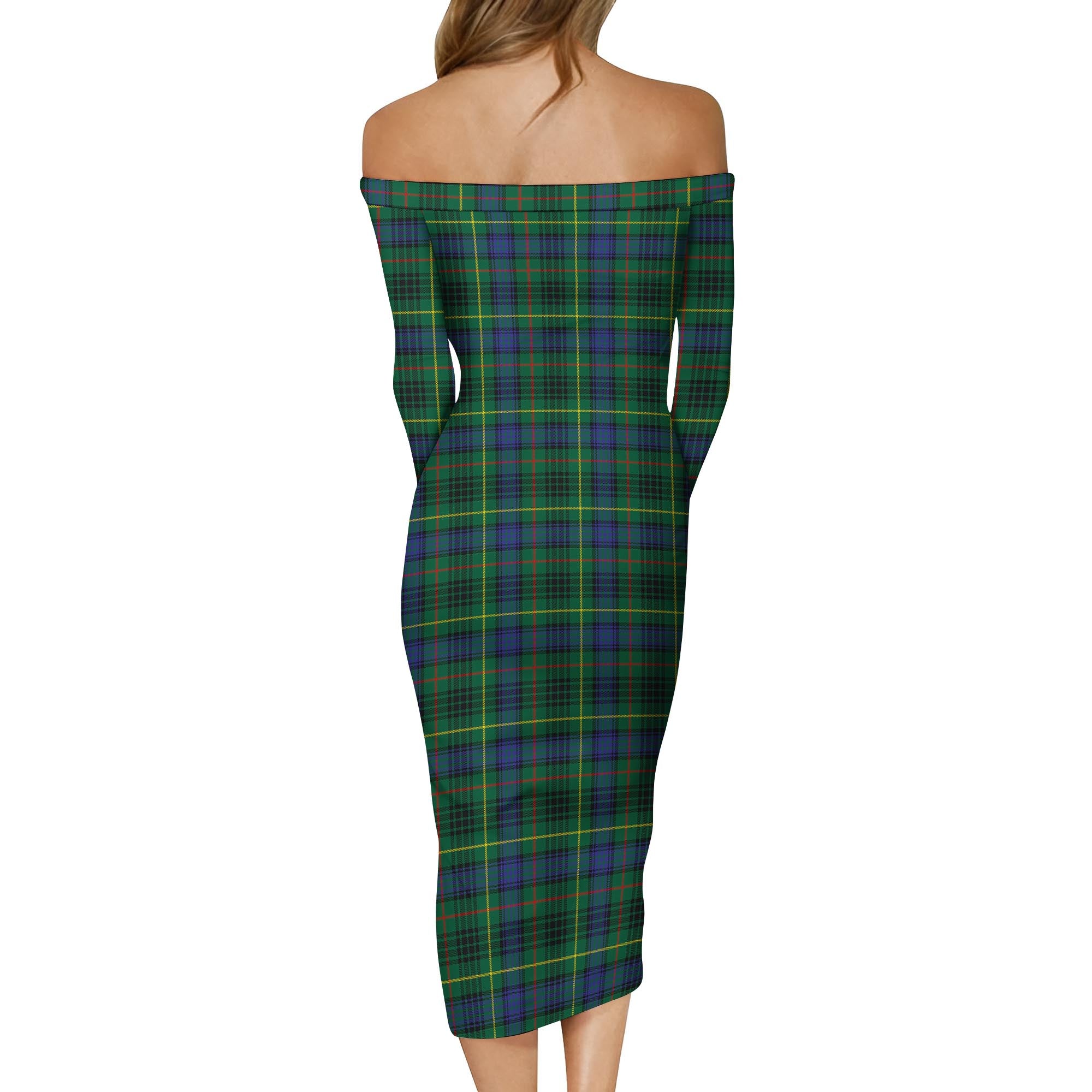 Stewart Hunting Modern Tartan Off Shoulder Lady Dress