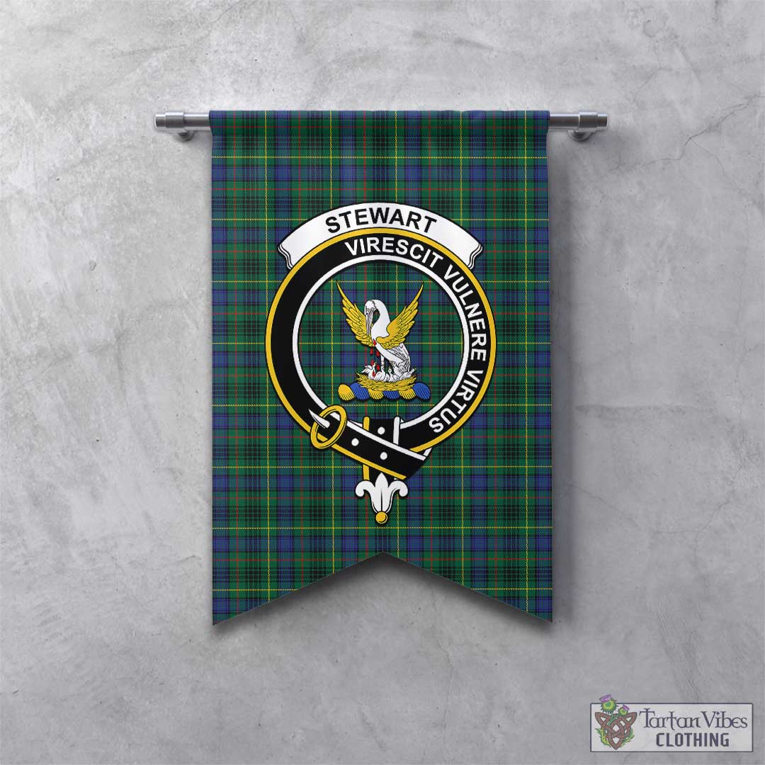 Tartan Vibes Clothing Stewart Hunting Modern Tartan Gonfalon, Tartan Banner with Family Crest