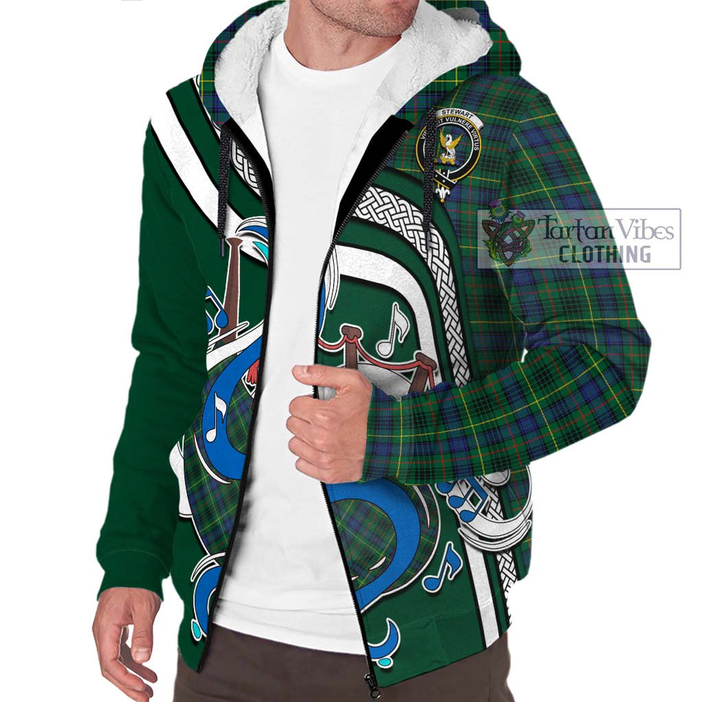 Stewart Hunting Modern Tartan Sherpa Hoodie with Epic Bagpipe Style Unisex - Tartanvibesclothing Shop