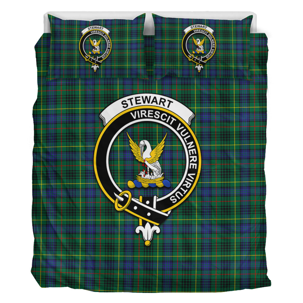 Stewart Hunting Modern Tartan Bedding Set with Family Crest - Tartan Vibes Clothing