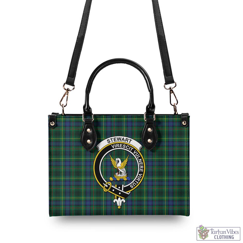 Tartan Vibes Clothing Stewart Hunting Modern Tartan Luxury Leather Handbags with Family Crest