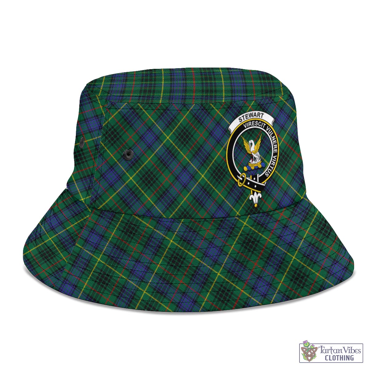 Tartan Vibes Clothing Stewart Hunting Modern Tartan Bucket Hat with Family Crest