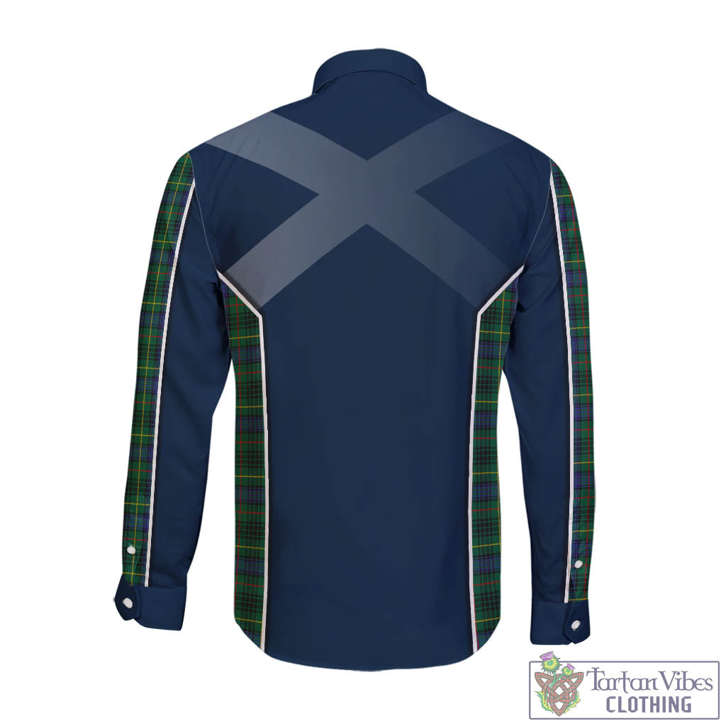 Tartan Vibes Clothing Stewart Hunting Modern Tartan Long Sleeve Button Up Shirt with Family Crest and Scottish Thistle Vibes Sport Style