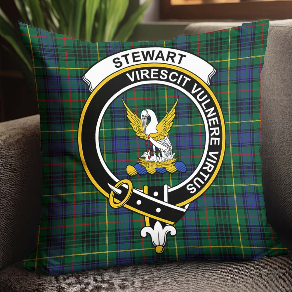 Stewart Hunting Modern Tartan Pillow Cover with Family Crest - Tartanvibesclothing