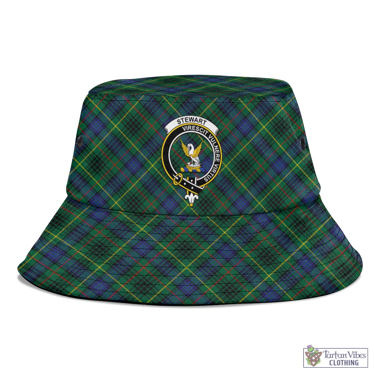 Tartan Vibes Clothing Stewart Hunting Modern Tartan Bucket Hat with Family Crest