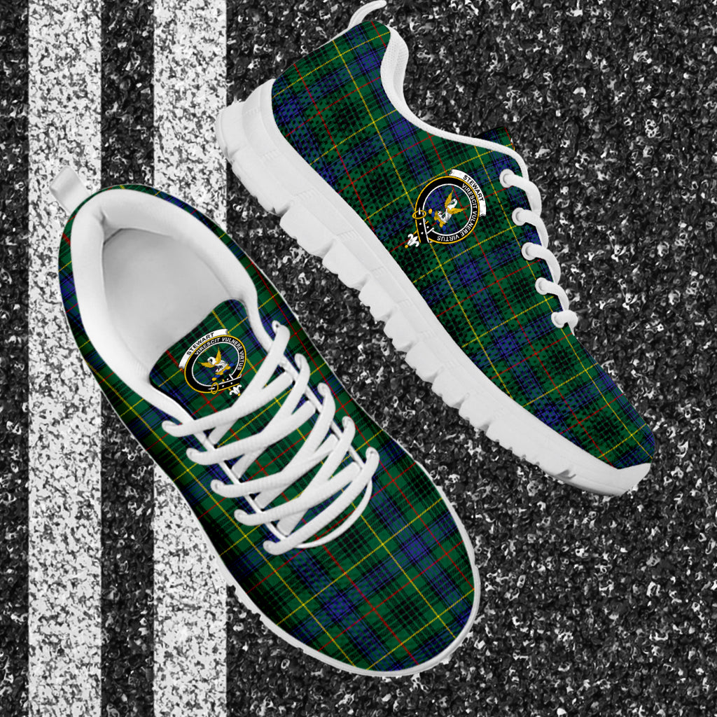 Stewart Hunting Modern Tartan Sneakers with Family Crest - Tartan Vibes Clothing