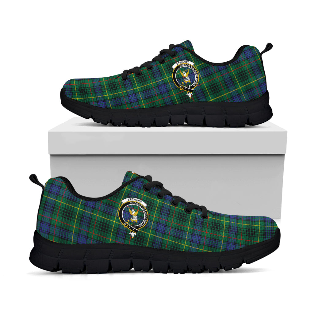 Stewart Hunting Modern Tartan Sneakers with Family Crest - Tartan Vibes Clothing