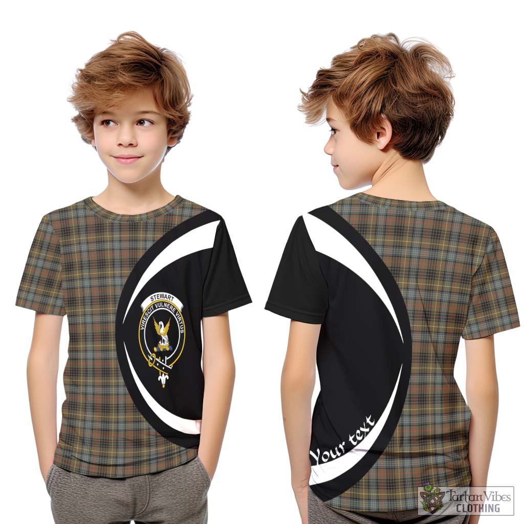 Stewart Hunting Weathered Tartan Kid T-Shirt with Family Crest Circle Style Youth XL Size14 - Tartan Vibes Clothing