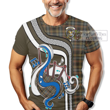 Stewart Hunting Weathered Tartan T-Shirt with Epic Bagpipe Style