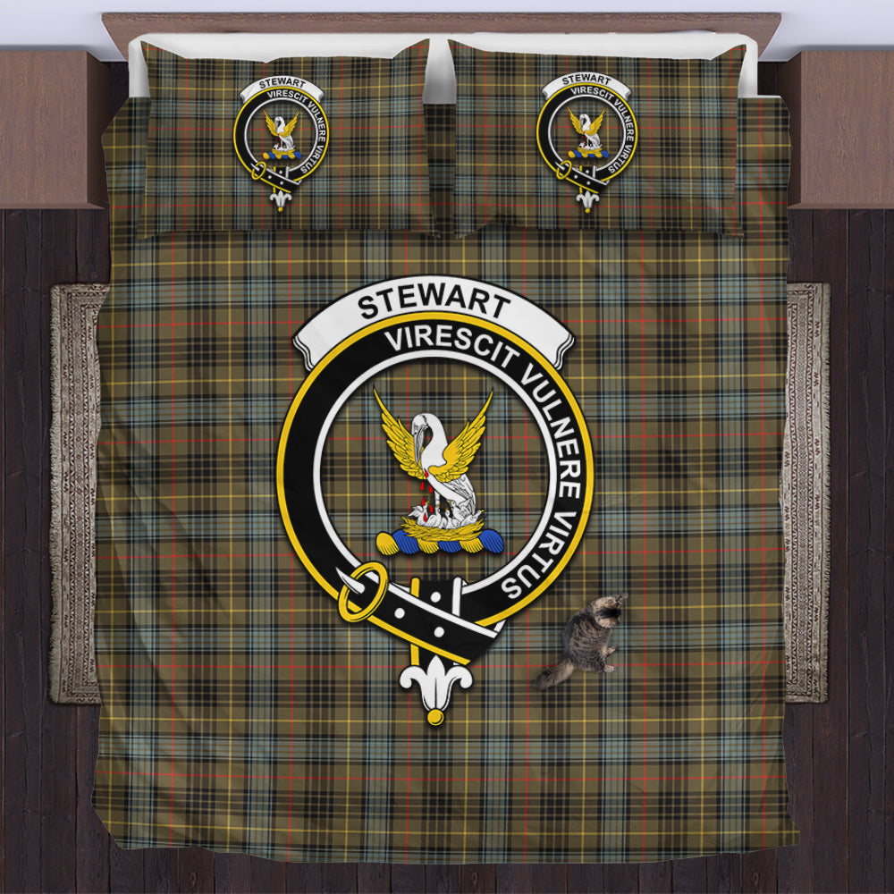 Stewart Hunting Weathered Tartan Bedding Set with Family Crest US Bedding Set - Tartan Vibes Clothing