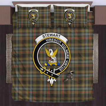 Stewart Hunting Weathered Tartan Bedding Set with Family Crest