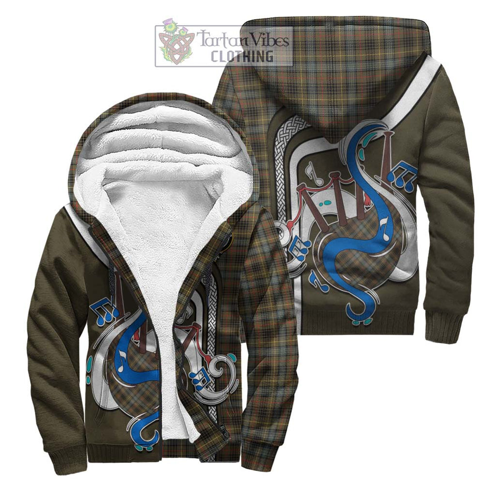 Stewart Hunting Weathered Tartan Sherpa Hoodie with Epic Bagpipe Style Unisex S - Tartanvibesclothing Shop