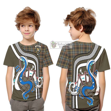 Stewart Hunting Weathered Tartan Kid T-Shirt with Epic Bagpipe Style