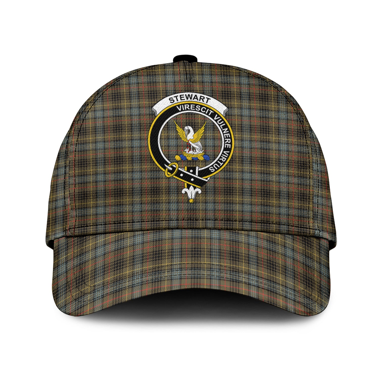 Stewart Hunting Weathered Tartan Classic Cap with Family Crest Classic Cap Universal Fit - Tartan Vibes Clothing