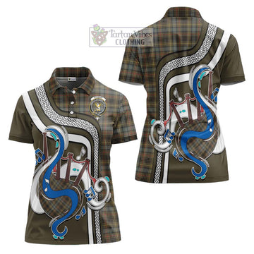 Stewart Hunting Weathered Tartan Women's Polo Shirt with Epic Bagpipe Style