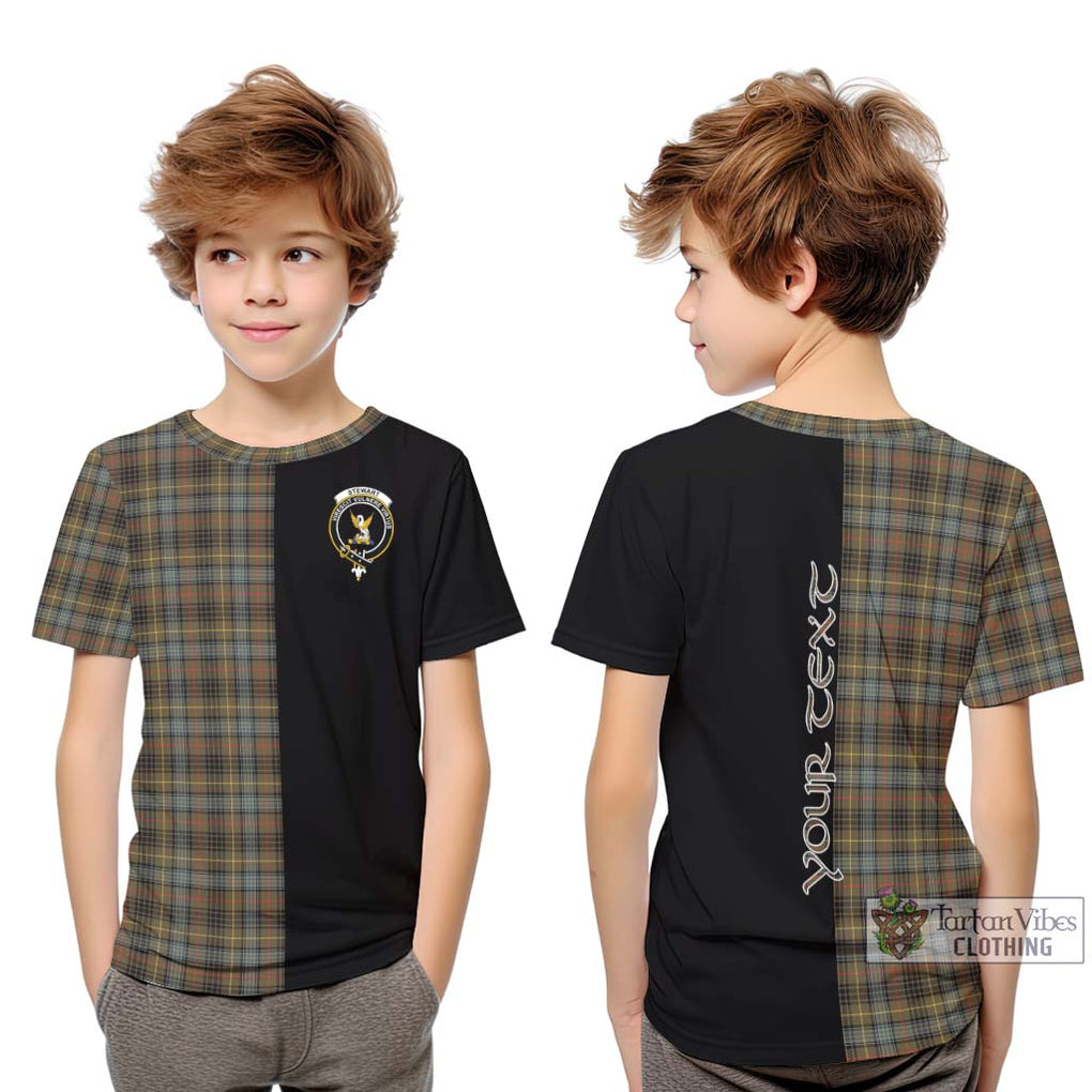 Stewart Hunting Weathered Tartan Kid T-Shirt with Family Crest and Half Of Me Style Youth XL Size14 - Tartanvibesclothing Shop