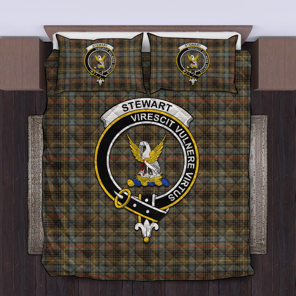 Stewart Hunting Weathered Tartan Quilt Bed Set with Family Crest Twin - Tartan Vibes Clothing