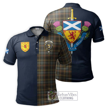 Stewart Hunting Weathered Tartan Polo Shirt Alba with Scottish Lion Royal Arm Half Style