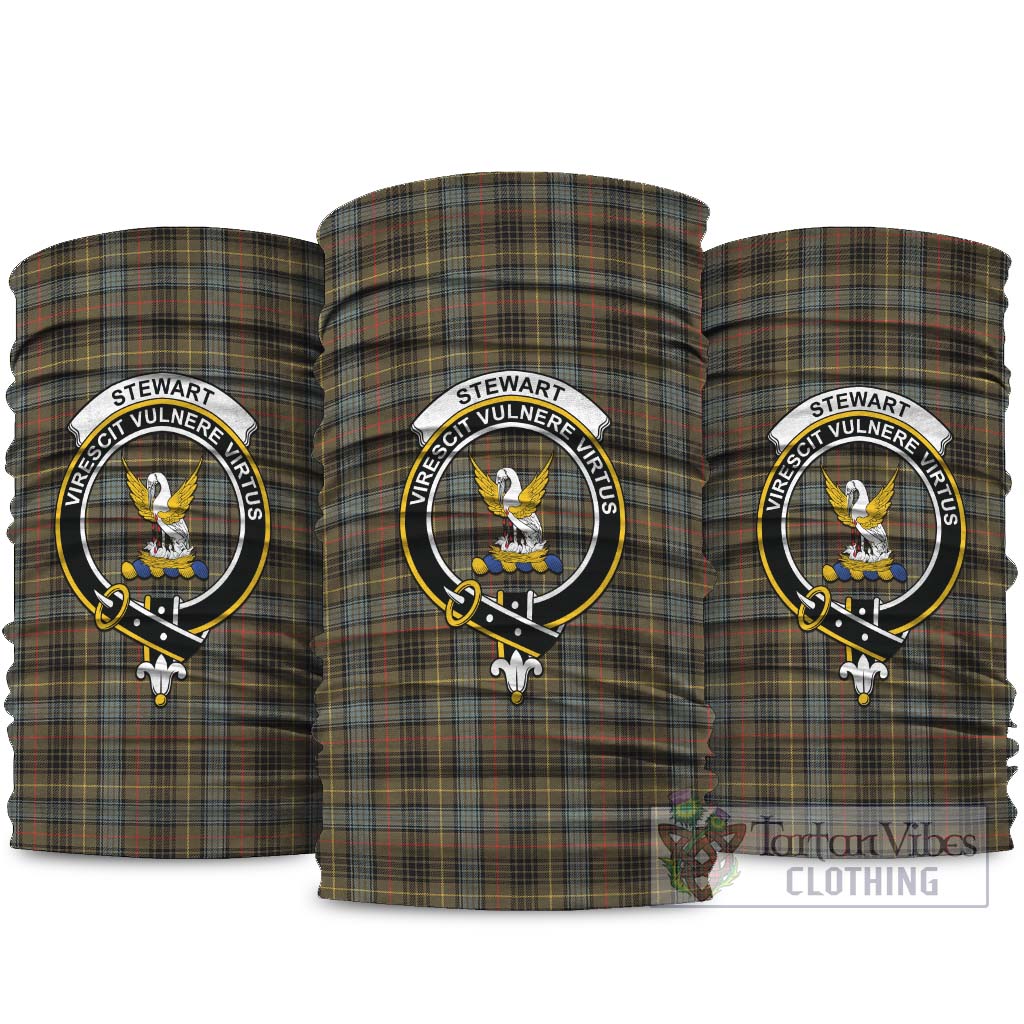 Stewart Hunting Weathered Tartan Neck Gaiters, Tartan Bandanas, Tartan Head Band with Family Crest