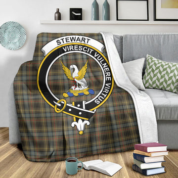 Stewart Hunting Weathered Tartan Blanket with Family Crest