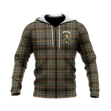 Stewart Hunting Weathered Tartan Knitted Hoodie with Family Crest