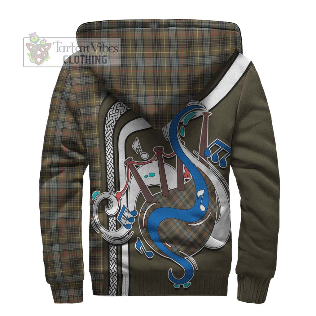 Stewart Hunting Weathered Tartan Sherpa Hoodie with Epic Bagpipe Style - Tartanvibesclothing Shop