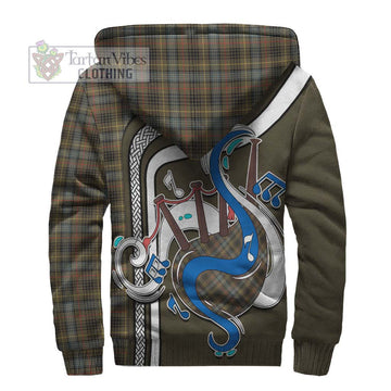 Stewart Hunting Weathered Tartan Sherpa Hoodie with Epic Bagpipe Style