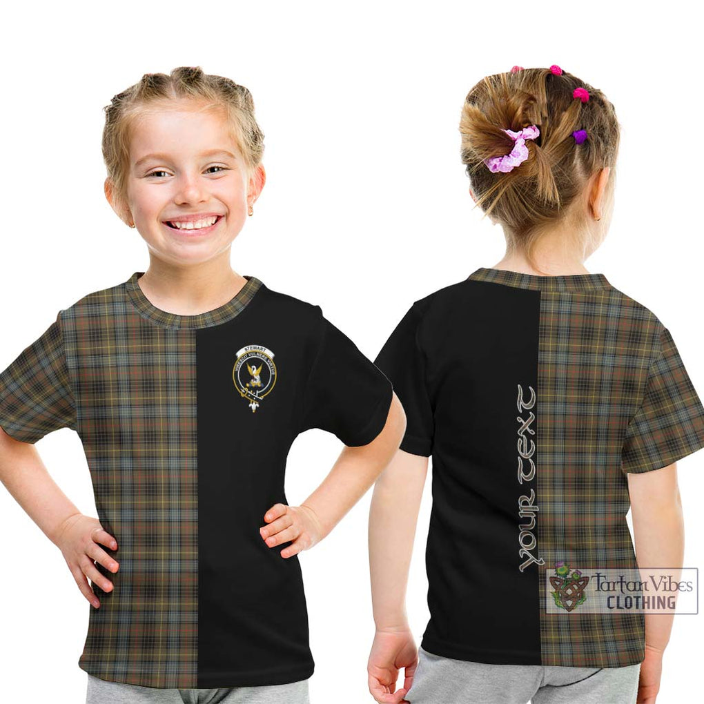 Stewart Hunting Weathered Tartan Kid T-Shirt with Family Crest and Half Of Me Style - Tartanvibesclothing Shop