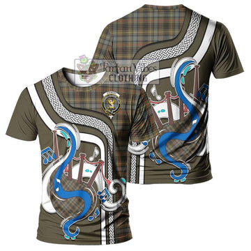 Stewart Hunting Weathered Tartan T-Shirt with Epic Bagpipe Style