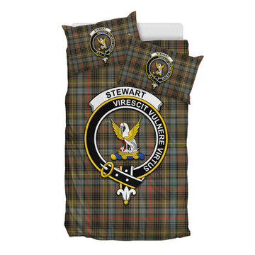 Stewart Hunting Weathered Tartan Bedding Set with Family Crest