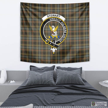 Stewart Hunting Weathered Tartan Tapestry Wall Hanging and Home Decor for Room with Family Crest