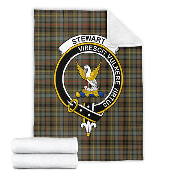 Stewart Hunting Weathered Tartan Blanket with Family Crest