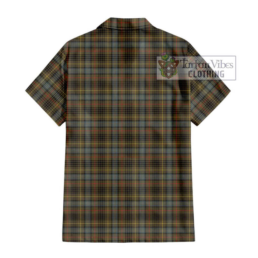 Stewart Hunting Weathered Tartan Short Sleeve Button Shirt with Family Crest DNA In Me Style - Tartanvibesclothing Shop