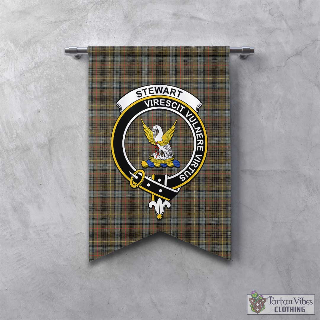 Tartan Vibes Clothing Stewart Hunting Weathered Tartan Gonfalon, Tartan Banner with Family Crest