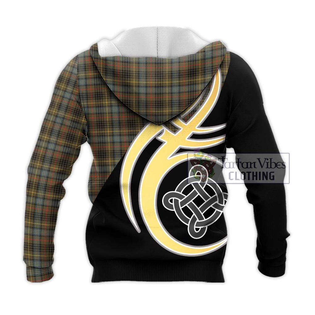 Stewart Hunting Weathered Tartan Knitted Hoodie with Family Crest and Celtic Symbol Style - Tartan Vibes Clothing