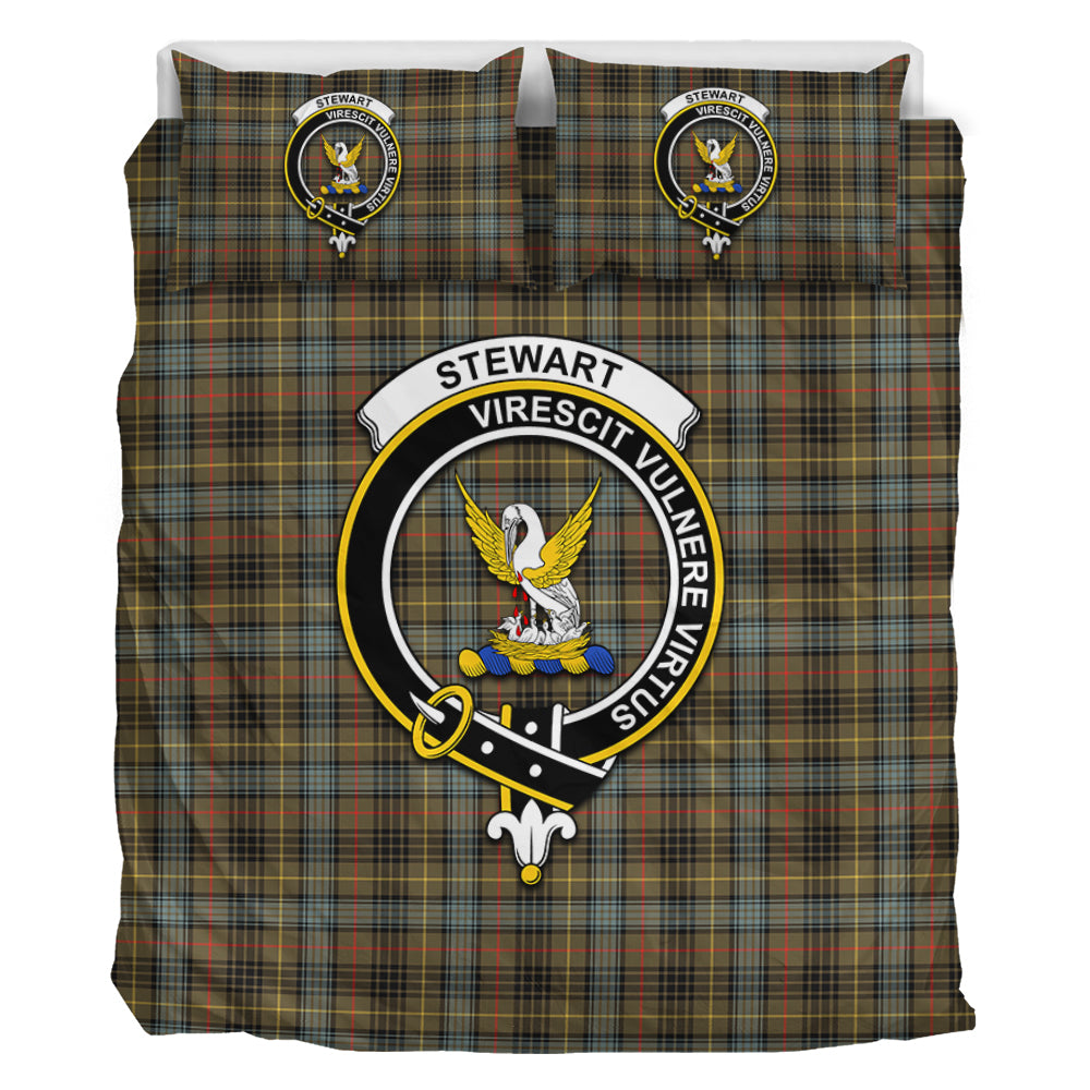 Stewart Hunting Weathered Tartan Bedding Set with Family Crest - Tartan Vibes Clothing