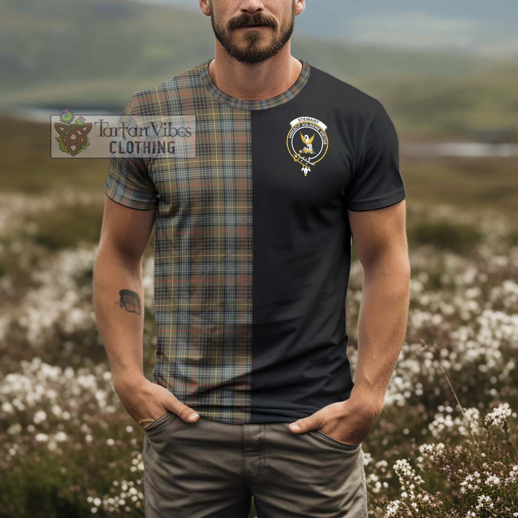 Stewart Hunting Weathered Tartan T-Shirt with Family Crest and Half Of Me Style - Tartanvibesclothing Shop