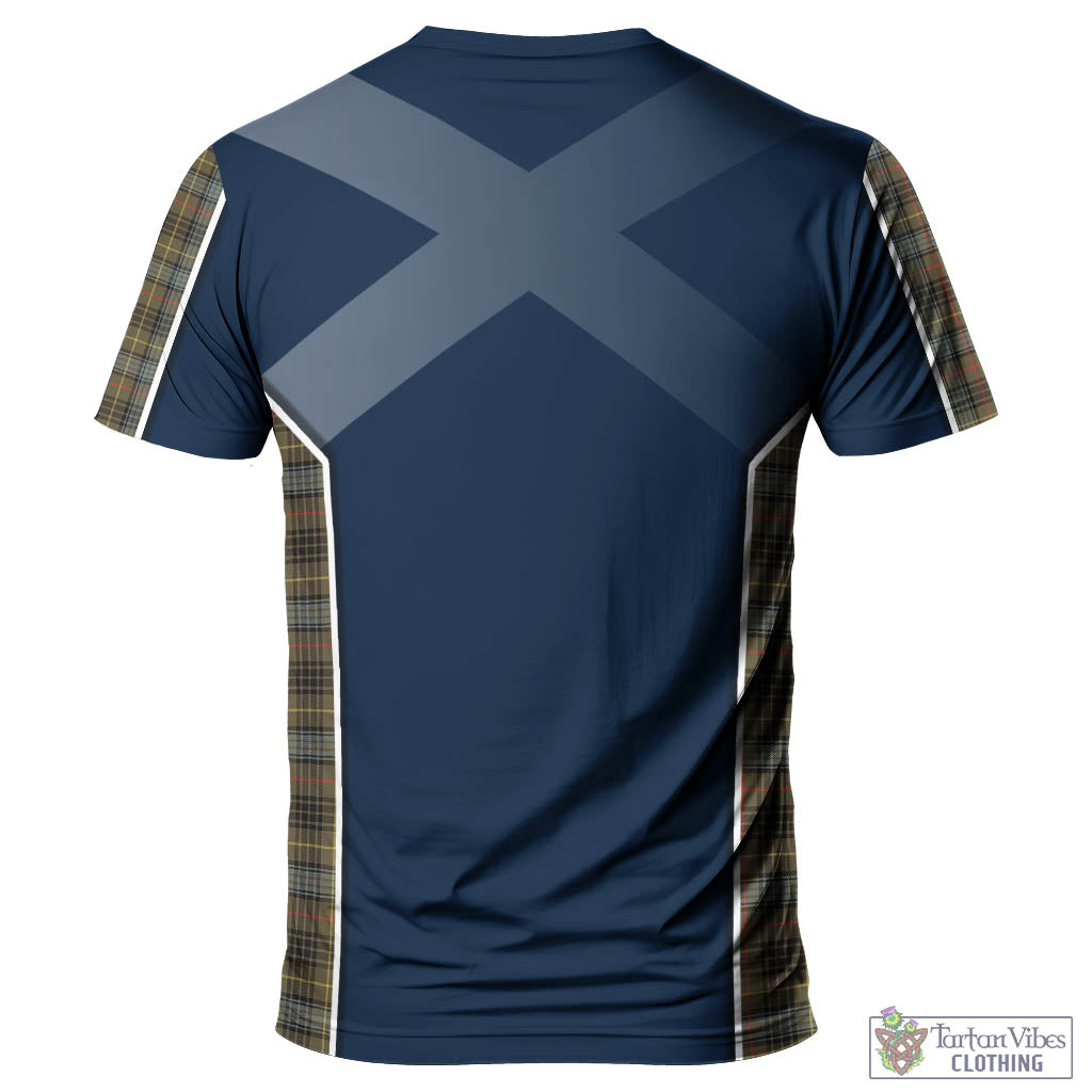 Tartan Vibes Clothing Stewart Hunting Weathered Tartan T-Shirt with Family Crest and Scottish Thistle Vibes Sport Style