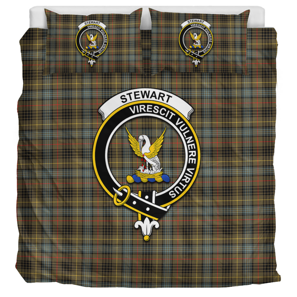 Stewart Hunting Weathered Tartan Bedding Set with Family Crest UK Bedding Set UK Super King 104*94 inch - Tartan Vibes Clothing