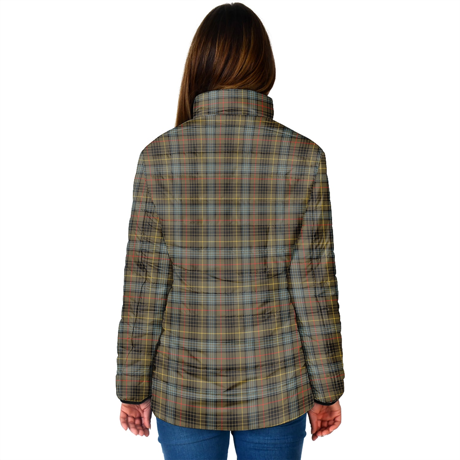 Stewart Hunting Weathered Tartan Padded Jacket with Family Crest - Tartan Vibes Clothing