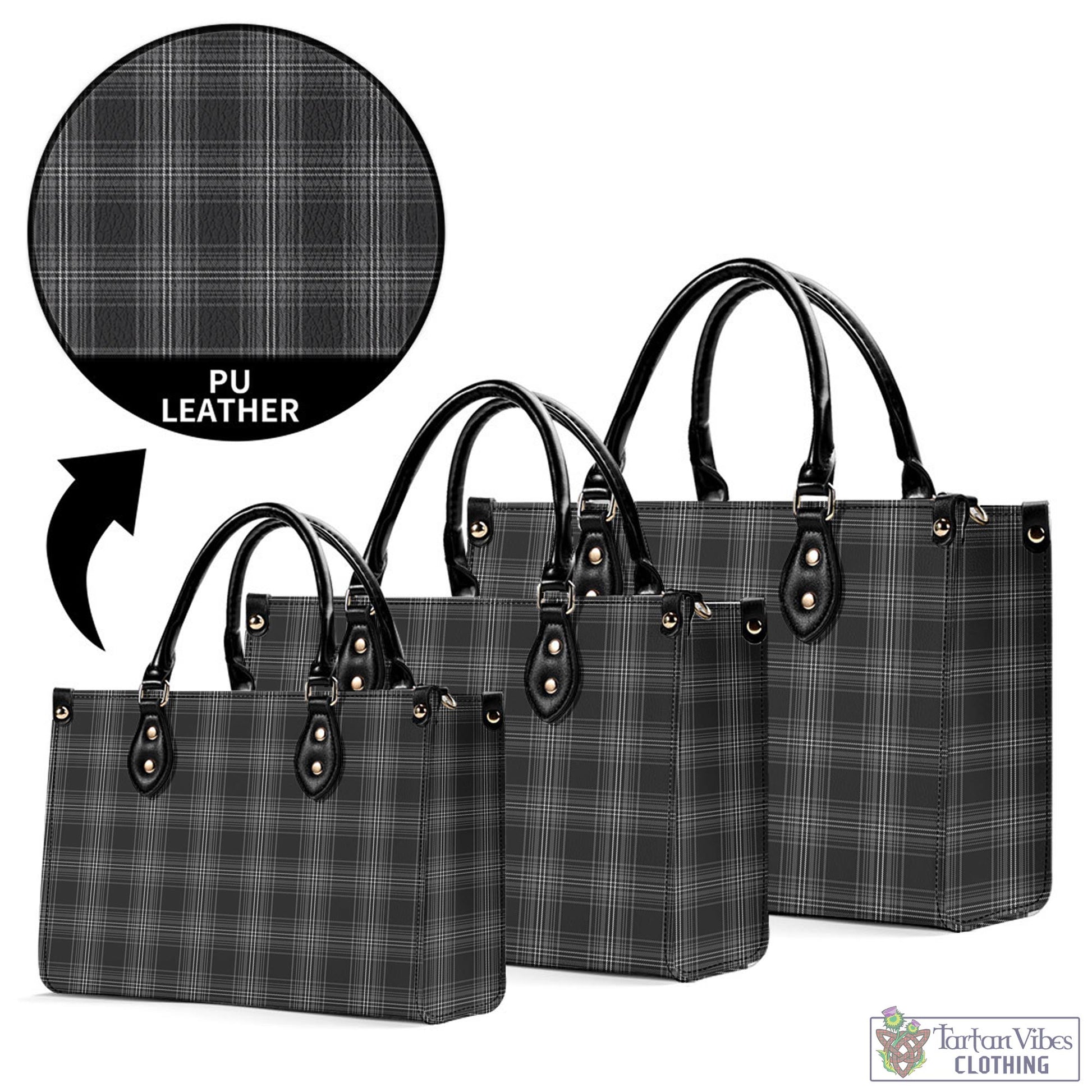 Tartan Vibes Clothing Stewart Mourning Tartan Luxury Leather Handbags