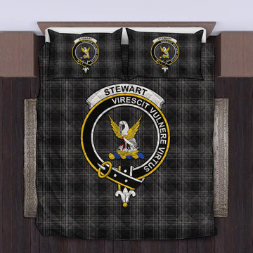 Stewart Mourning Tartan Quilt Bed Set with Family Crest