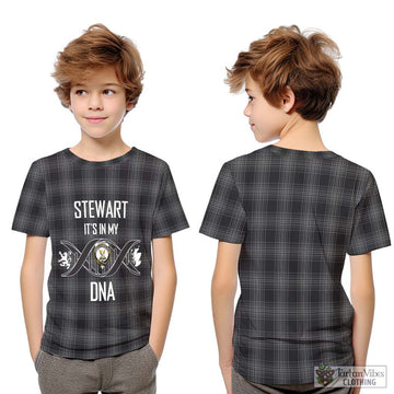 Stewart Mourning Tartan Kid T-Shirt with Family Crest DNA In Me Style