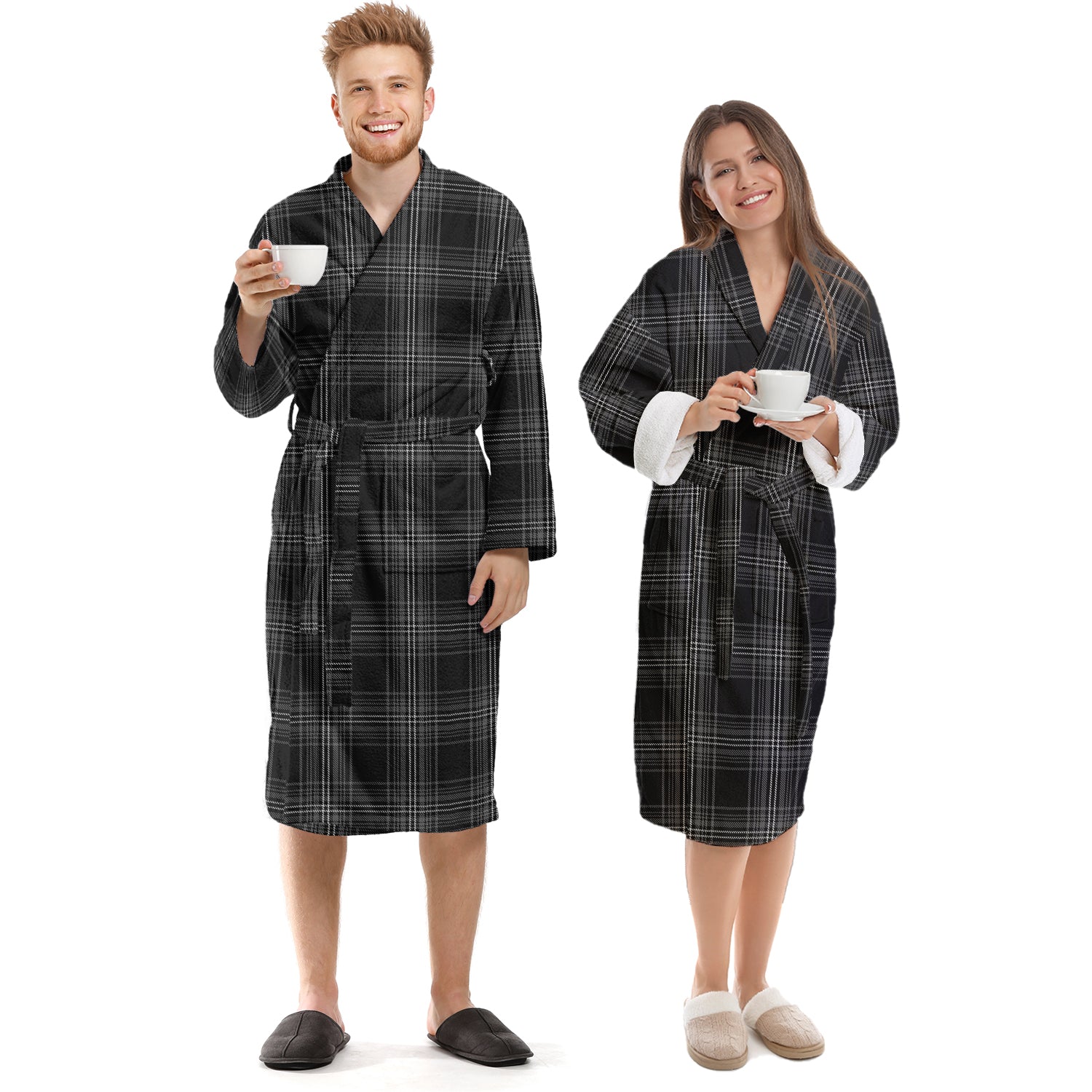 Stewart Mourning Tartan Bathrobe Unisex S - Tartan Vibes Clothing