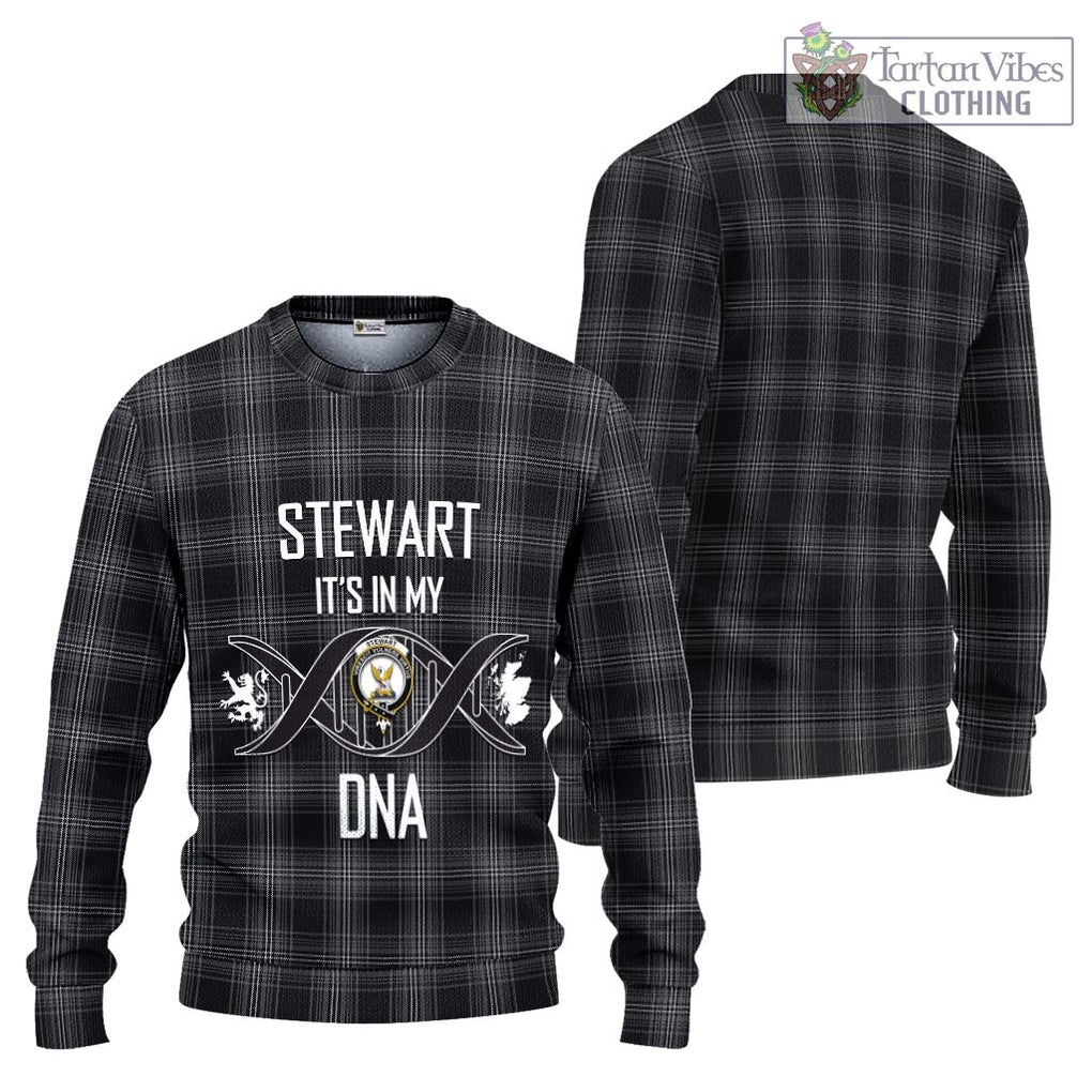 Stewart Mourning Tartan Knitted Sweater with Family Crest DNA In Me Style Unisex - Tartanvibesclothing Shop