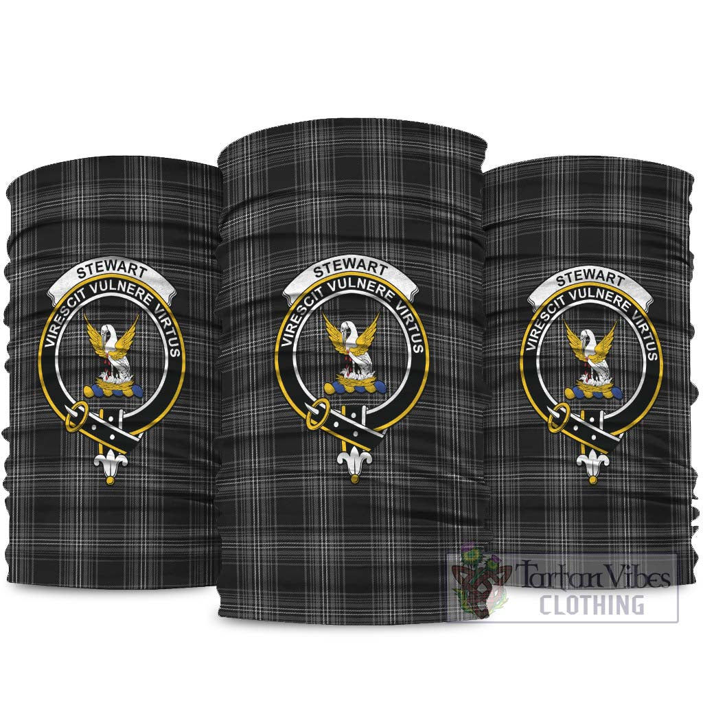 Stewart Mourning Tartan Neck Gaiters, Tartan Bandanas, Tartan Head Band with Family Crest