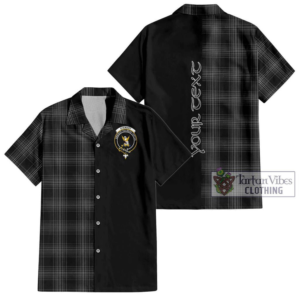 Stewart Mourning Tartan Short Sleeve Button Shirt with Family Crest and Half Of Me Style Kid - Tartanvibesclothing Shop